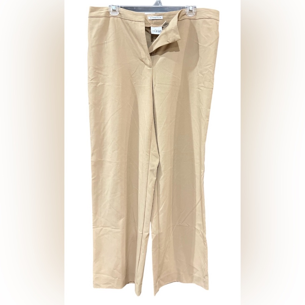 Villager Liz Claiborne Company Tan Wide-Leg Stretch Women’s Trousers/Pants sz 14
